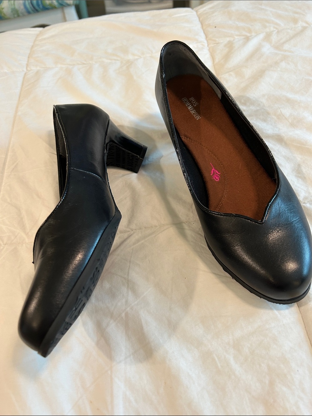Ross Hommerson Leather Black Mid-Heel Women's Pumps